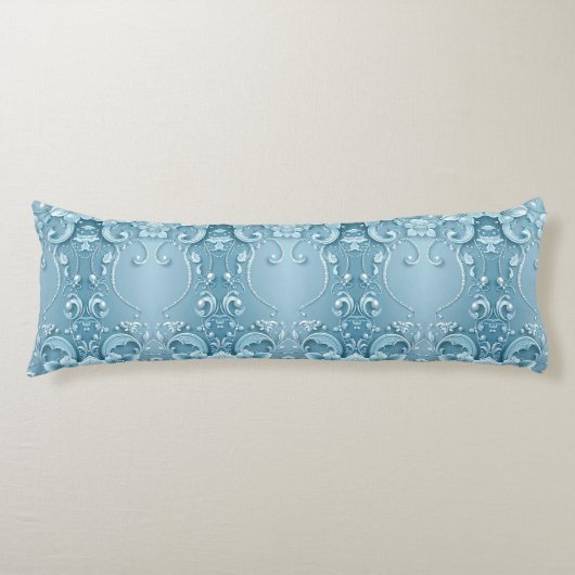 Blue Decorative Floral Body Pillow ボディピロー (正面)