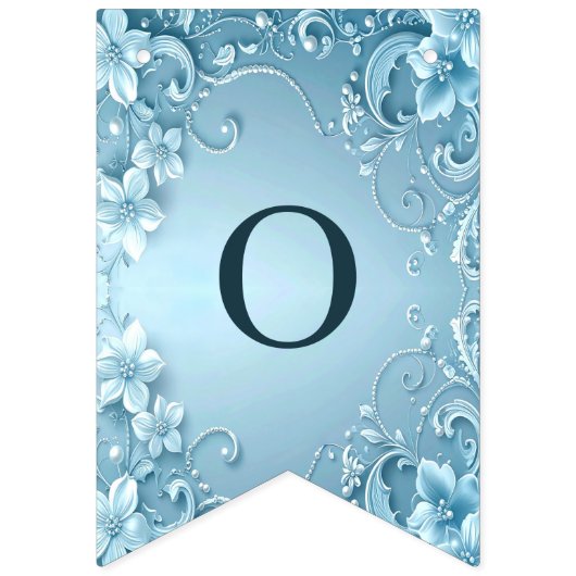 Blue Decorative Floral Bunting Flag バンティングフラッグ (第2の旗)