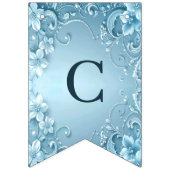 Blue Decorative Floral Bunting Flag バンティングフラッグ (第1の旗)