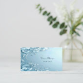 Blue Decorative Floral Business Card 名刺 (スタンド正面)