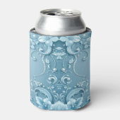 Blue Decorative Floral Can Cooler 缶クーラー (缶正面)