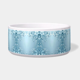 Blue Decorative Floral Ceramic Pet Bowl ボウル