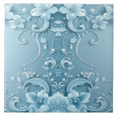 Blue Decorative Floral Ceramic Tile タイル (正面)
