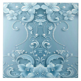 Blue Decorative Floral Ceramic Tile タイル