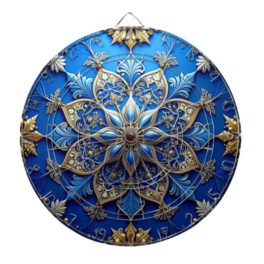 Blue Decorative Floral Dartboard ダーツボード (正面)