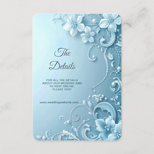 Blue Decorative Floral Detail Enclosure エンクロージャーカード (正面)