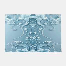 Blue Decorative Floral Doormat ドアマット