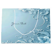 Blue Decorative Floral Gift Bag ラージペーパーバッグ (正面)