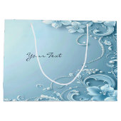 Blue Decorative Floral Gift Bag ラージペーパーバッグ (裏面)