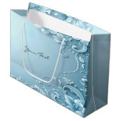 Blue Decorative Floral Gift Bag ラージペーパーバッグ (正面アングル)