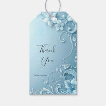 Blue Decorative Floral Gift Tag