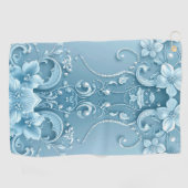Blue Decorative Floral Golf Towel ゴルフタオル (横)