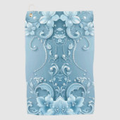 Blue Decorative Floral Golf Towel ゴルフタオル (正面)