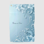 Blue Decorative Floral Golf Towel ゴルフタオル (正面)