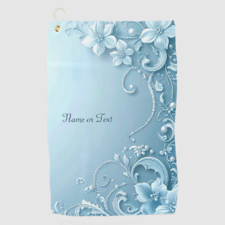 Blue Decorative Floral Golf Towel ゴルフタオル