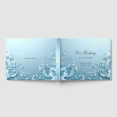 Blue Decorative Floral Guest Book ゲストブック (全面)