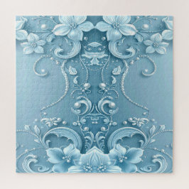 Blue Decorative Floral Jigsaw Puzzle ジグソーパズル