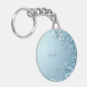 Blue Decorative Floral Keychain キーホルダー (正面左)