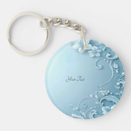 Blue Decorative Floral Keychain キーホルダー