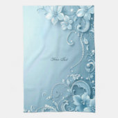 Blue Decorative Floral Kitchen Towel キッチンタオル (縦)