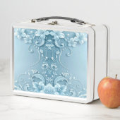 Blue Decorative Floral Lunchbox メタルランチボックス (インサイチュ)