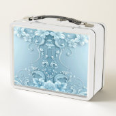 Blue Decorative Floral Lunchbox メタルランチボックス (裏面)