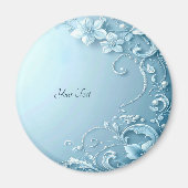 Blue Decorative Floral Magnet マグネット (正面)