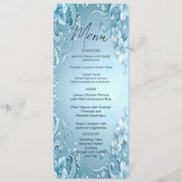 Blue Decorative Floral Menu メニュー