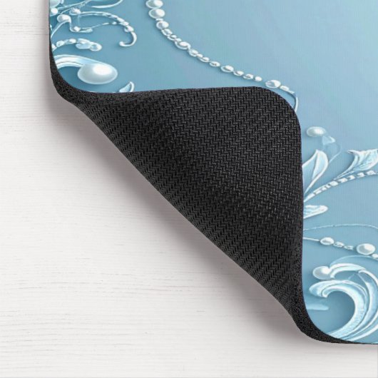 Blue Decorative Floral Mousepad マウスパッド (コーナー)