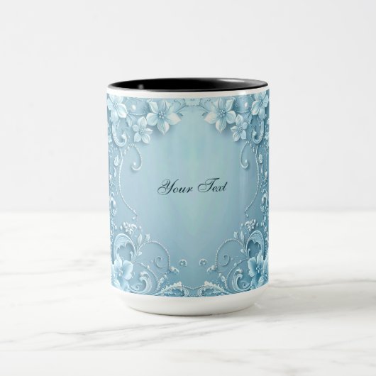 Blue Decorative Floral Mug マグカップ (中央)