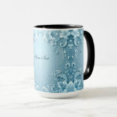 Blue Decorative Floral Mug マグカップ (正面右)