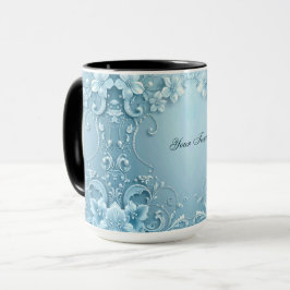 Blue Decorative Floral Mug マグカップ