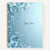 Blue Decorative Floral Notebook ノートブック (正面)