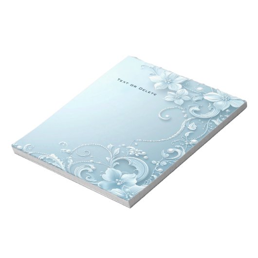 Blue Decorative Floral Notepad ノートパッド (回転)