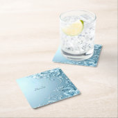 Blue Decorative Floral Paper Coaster スクエアペーパーコースター (インサイチュ)