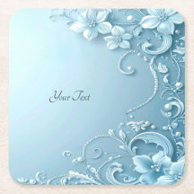 Blue Decorative Floral Paper Coaster