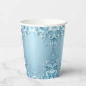 Blue Decorative Floral Paper Cups 紙コップ (裏面)