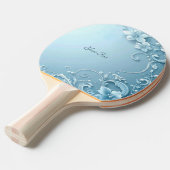 Blue Decorative Floral Ping Pong Paddle 卓球ラケット (正面アングル)