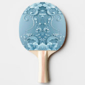Blue Decorative Floral Ping Pong Paddle 卓球ラケット (裏面)
