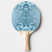 Blue Decorative Floral Ping Pong Paddle 卓球ラケット (正面)