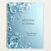 Blue Decorative Floral Planner