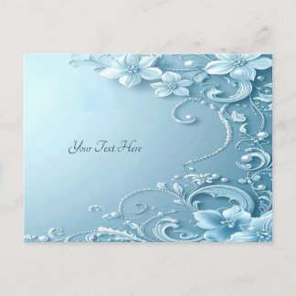 Blue Decorative Floral Postcard ポストカード