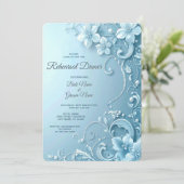 Blue Decorative Floral Rehearsal Dinner 招待状 (スタンド正面)