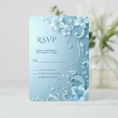 Blue Decorative Floral RSVP Card (スタンド正面)