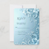 Blue Decorative Floral RSVP Card (正面)