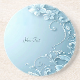 Blue Decorative Floral Sandstone Coaster コースター