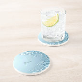 Blue Decorative Floral Sandstone Coaster コースター (側面)