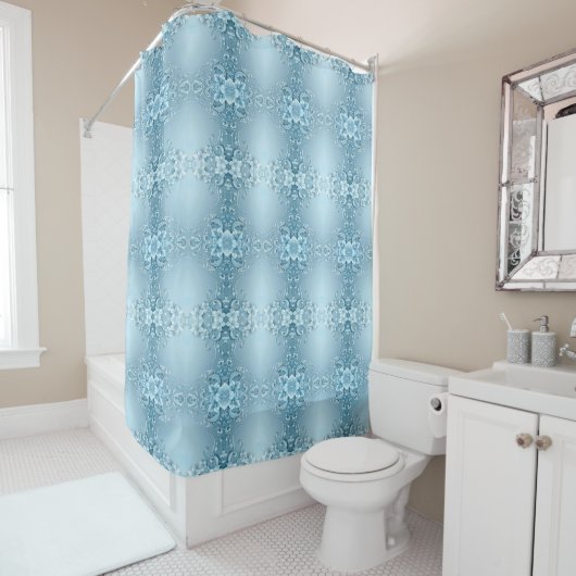 Blue Decorative Floral Shower Curtain シャワーカーテン (インサイチュ)