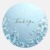 Blue Decorative Floral Sticker ラウンドシール (正面)