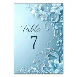 Blue Decorative Floral Table Number テーブルナンバー